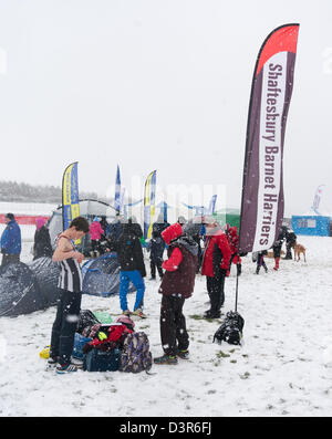 Herrington Country Park, Sunderland, Royaume-Uni. 23 février 2013. La neige comme concurrent se prépare pour les championnats de cross-country 2013. Credit : imagerie Washington / Alamy Live News Banque D'Images