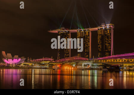 Marina Bay Sands, Singapour show laser Banque D'Images