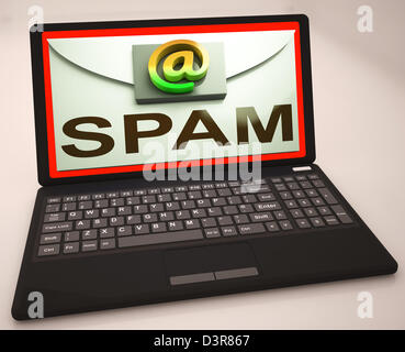 Spam Mail sur un ordinateur portable non sollicités ou malveillants montrant Banque D'Images