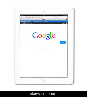 Recherche Google UK vue sur un 4e génération iPad blanc, UK Banque D'Images