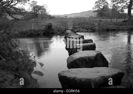 Stepping Stones, rivière Rothay, Sous, Loughrigg Ambleside Banque D'Images