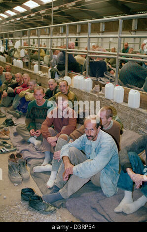 Prisonniers dans le camp de détention, Manjaca, Banja Luka, Bosnie et Herzégovine Banque D'Images