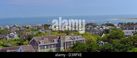 Vue aérienne du port de Nantucket Nantucket Island, MA, Banque D'Images