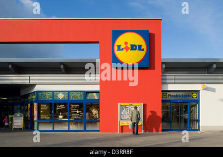 Leipzig, Allemagne, un Lidl promotions Banque D'Images