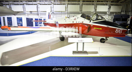La BAC Jet Provost (avions à réaction, les avions d'entraînement sur l'affichage à la Royal Air Force (RAF) Museum, London, England, UK Banque D'Images