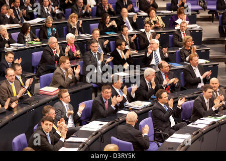 Berlin, Allemagne, au parlement à l'heure des questions au Bundestag Guttenberg Plagiatsvorwuerfen Banque D'Images