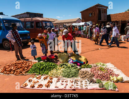 Marché traditionnel coloré Highland Madagascar Banque D'Images