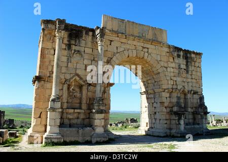 Volubilis, Maroc - UNESCO World Heritage Site en 1997. Banque D'Images