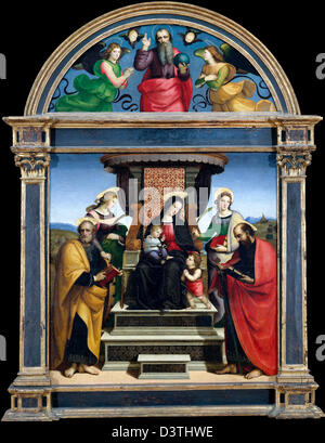 Raphael, la Madone et lEnfant ont intronisé avec les Saints 1504 Huile sur panneau. Metropolitan Museum of Art, New York Banque D'Images