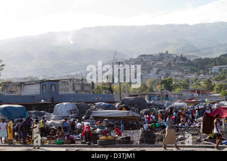 Une rue de Port-au-Prince, Haïti Banque D'Images