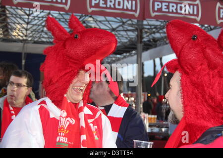 Rome, Italie. 23 février 2013. amateurs de rugby à l'extérieur du stade olympique de Rome pour le match des six nations l'Italie contre le Pays de Galles. Credit : Gari Wyn Williams / Alamy Live News Banque D'Images