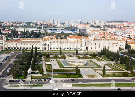 Lisbonne, Portugal. Vue depuis le haut de Padrão dos Descobrimentos, Banque D'Images