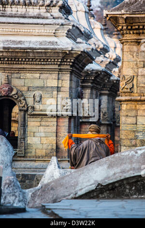 Sadhu, complexe du Temple Pashupatinath, Katmandou, Népal Banque D'Images