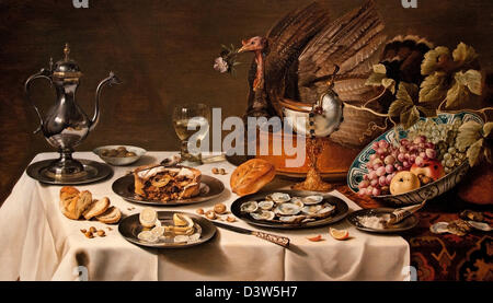 Vivent encore avec le pâté de dinde 1627 Pays-Bas néerlandais Pieter Claesz Banque D'Images