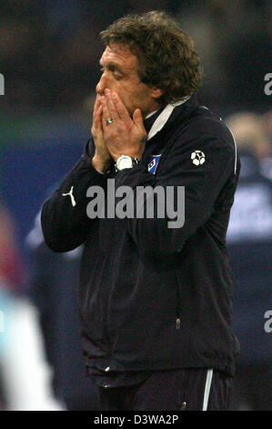 L'entraîneur-chef de Hambourg Thomas Doll fait un geste à la ligne de côté au cours de la Bundesliga match Hambourg SV vs Energie Cottbus à AOL Arena de Hambourg, Allemagne, mercredi, 31 janvier 2007. Photo : Maurizio Gambarini (ATTENTION : période de blocage ! Le LDF permet la poursuite de l'utilisation des images dans l'IPTV, les services mobiles et autres technologies nouvelles au plus tôt deux heures après la Banque D'Images