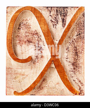 Lettre d'ornement X - script - letterpress isolé type de bloc d'impression Banque D'Images