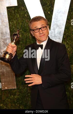 Los Angeles, USA. 24 février 2013. Meilleur acteur de soutien gagnant Christoph Waltz arrive à la Vanity Fair Oscar Party Tour au coucher du soleil à West Hollywood, Los Angeles, USA, le 24 février 2013. Photo : Hubert Boesl/dpa/Alamy Live News Banque D'Images