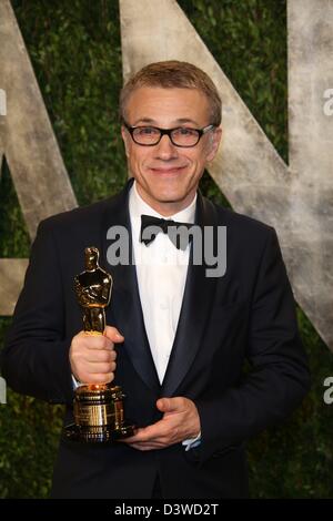 Los Angeles, USA. 24 février 2013. Meilleur acteur de soutien gagnant Christoph Waltz arrive à la Vanity Fair Oscar Party Tour au coucher du soleil à West Hollywood, Los Angeles, USA, le 24 février 2013. Photo : Hubert Boesl/dpa/Alamy Live News Banque D'Images