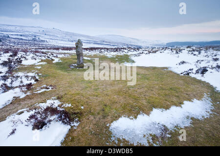 Une lande couverte de neige entourant Bennett's cross Banque D'Images