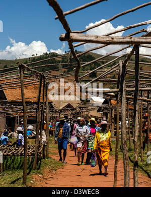 Marché traditionnel coloré Highland Madagascar Banque D'Images