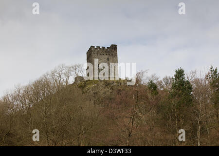 Plage de Prestatyn, un château du 13ème siècle du Welsh Princes et berceau de Llywelyn Fawr - Llywelyn le Grand Banque D'Images