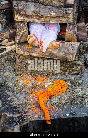 La crémation, complexe du Temple Pashupatinath, Katmandou, Népal Banque D'Images