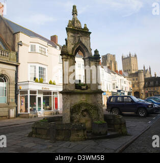 La Croix du marché et de la place du marché, Wells, Somerset, Angleterre Banque D'Images