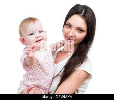 Portrait of smiling baby girl et sa mère Banque D'Images