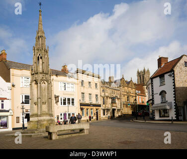 Hôtel de la couronne et du marché dans la Place du Marché historique, Glastonbury, Somerset, Angleterre Banque D'Images