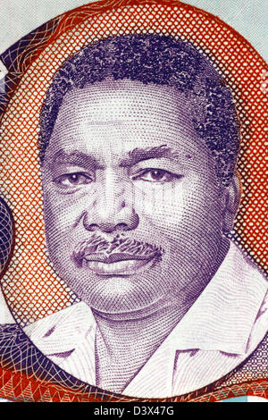 Ali Hassan Mwinyi (né en 1925) sur 20 Shilingi Billet de 1987 à partir de la Tanzanie. Président de la Tanzanie au cours de 1985-1995. Banque D'Images