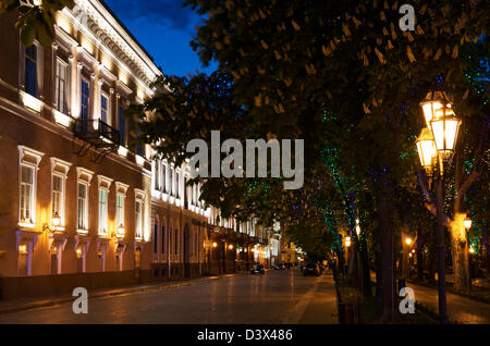 Primorskiy Boulevard, nuit à Odessa Banque D'Images