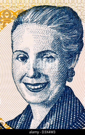 Eva Peron (1919-1952) sur le billet de 2 pesos 2001 de l'Argentine. Deuxième épouse du président Juan Peron. Banque D'Images