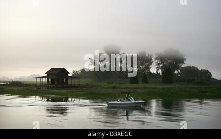 Brume matinale en bateau en Nouvelle Angleterre Banque D'Images