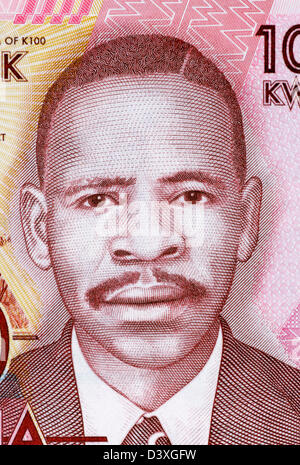 Frederick James Sangala (né en 1900) sur 100 kwacha du Malawi Billet de 2012. Banque D'Images