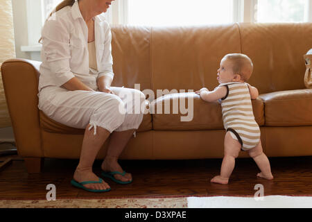 Caucasian woman with grandson Banque D'Images