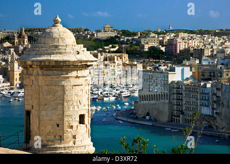 Fort bastion, grand port de La Valette, Malte,. Banque D'Images