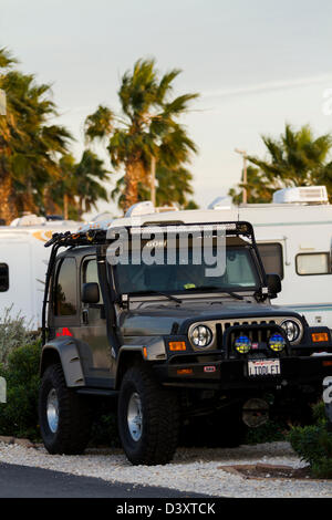 Camping-car au camping de South Padre Island, TX. Banque D'Images