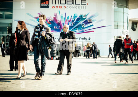 Barcelone, Espagne. 26 Février 2013 : à propos de 70 000 visiteurs y le Mobile World Congress 2013.Crédit : Matthi/Alamy Live News Banque D'Images