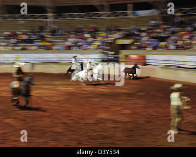 Le Mexique, Jalisco, Guadalajara, charro mexicain participant à charreadas, un type de rodeo Banque D'Images