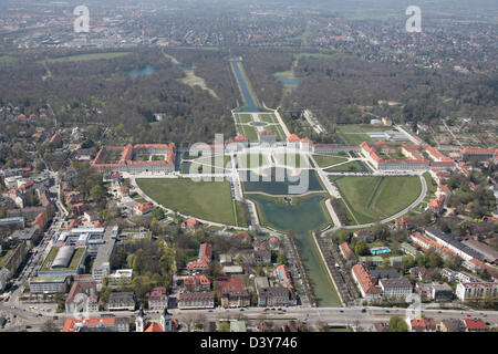 Munich, Allemagne, vue aérienne du palais Nymphenburg Banque D'Images