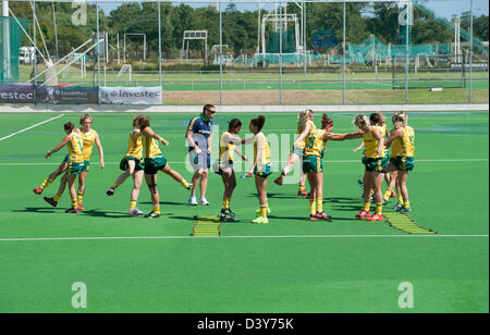 L'équipe de hockey de l'Afrique du Sud Chers session de formation avant leur match avec l'Angleterre à Hartleyvale stadium Cape Town Février 2013 Banque D'Images