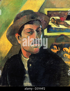 Paul Gauguin, Portrait de l'artiste hat 1893 Huile sur toile. Musée d'Orsay, Paris Banque D'Images