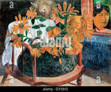 Paul Gauguin, Nature morte avec des tournesols sur un fauteuil 1901 Huile sur toile. L'Ermitage, Saint-Pétersbourg, Russie Banque D'Images