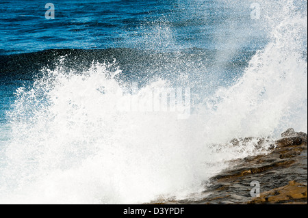 Vague de l'océan Pacifique se briser sur les rochers, créant Surf Blanc et pulvériser à La Jolla Cove à San Diego California USA Banque D'Images