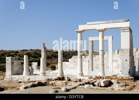 Naxos. La Grèce. Partiellement restauré le 6e siècle avant J.-C. Temple de Demeter situé près de la ville d'Ano Sangri sur l'île de Naxos. Banque D'Images