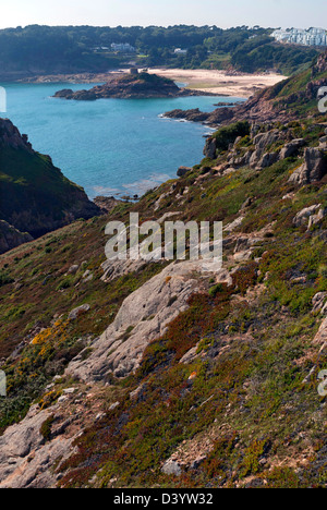 Avis de Portelet Bay de Noirmont Pointe, Jersey, Channel Islands Banque D'Images