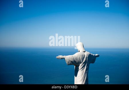 Statue du Christ Rédempteur sur la montagne du Corcovado, Rio de Janeiro, Brésil Banque D'Images