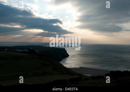 Les vers Pointe à Rhossili Beach sur la péninsule de Gower, près de Swansea, Royaume-Uni. Banque D'Images