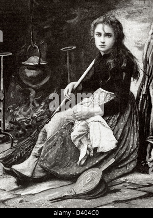 Cendrillon. Caractère dans le conte écrit par Charles Perrault. Dans la Péninsule Ibérique gravure Illustration, 1891. Banque D'Images