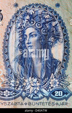 Portrait de jeune femme en costume national à partir de 20 billets Pengo, Hongrie, 1941 Banque D'Images